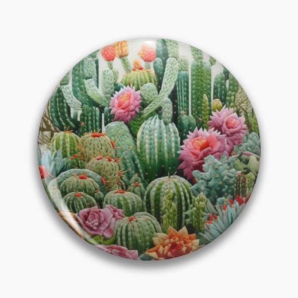 Item preview, Embroidery picture succulent cactus garden colorful needlework white framed designed and sold by G-M-Designs.