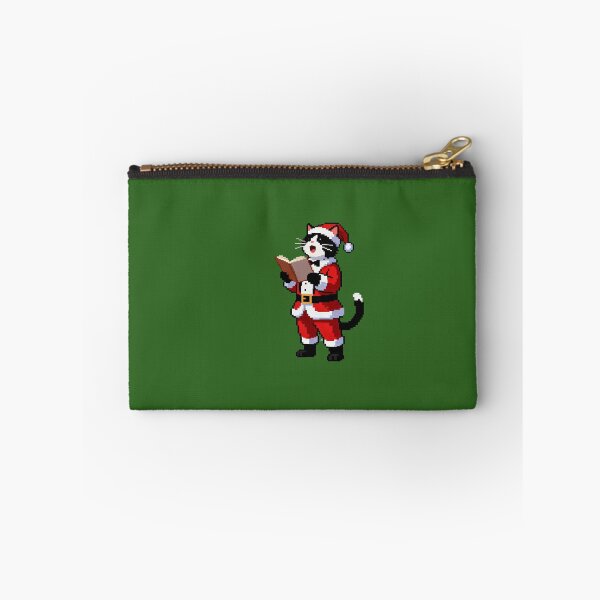 Item preview, Pixel Art Santa Cat – Cute Christmas Cat Reading Carol Book designed and sold by UniqueArtsOnly.