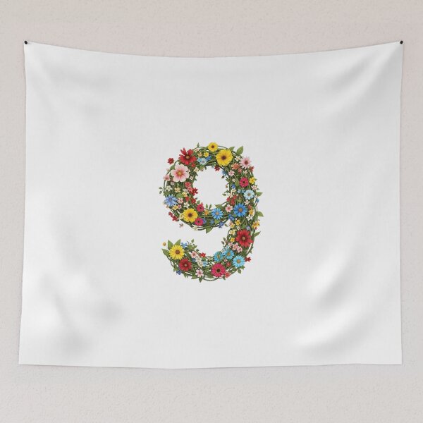 Item preview, nine, ninth,lucky number, auspicious number, sports team, Floral & Nature Love Art – Botanical Flowers, Blooming Garden, Nature Lover Gift, Peaceful Natural Design designed and sold by chipmuckdesignn.