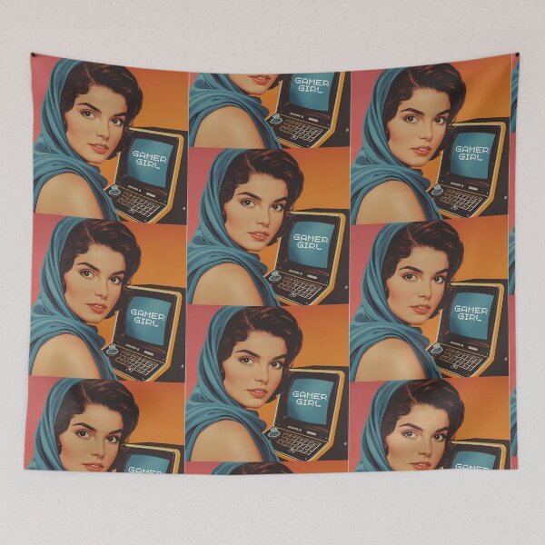 Item preview, Vintage Pretty Cute Retro Gamer Girl   designed and sold by Vintage City.