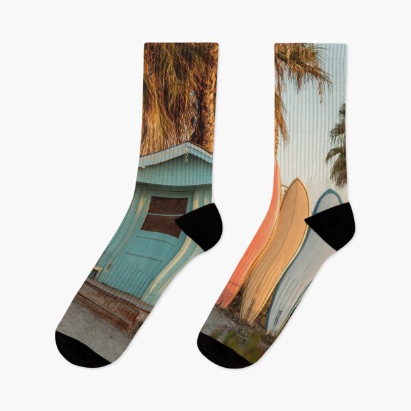 Item preview, Surfboards lined up by a beach hut designed and sold by anytka.