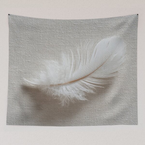Item preview, White feather on soft cloth designed and sold by anytka.