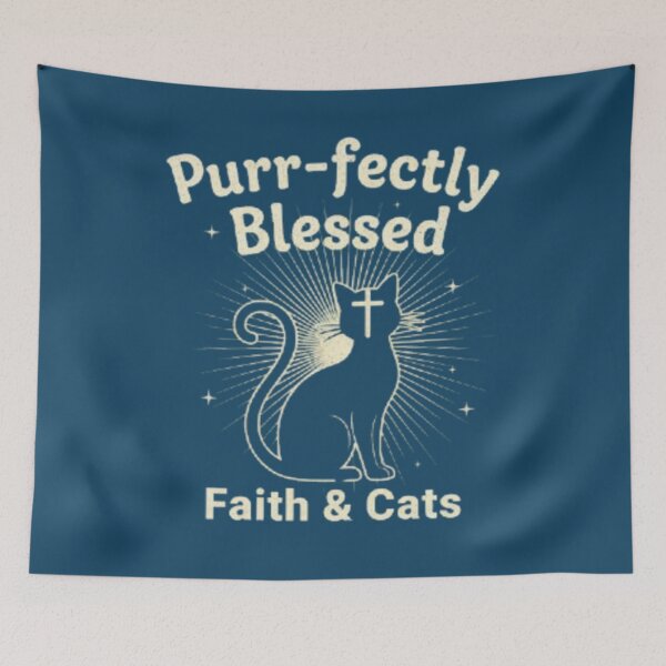 Item preview, Purr-fectly Blessed Cat Lover Design - Christian Feline Pet Faith Art designed and sold by Syrupulse.