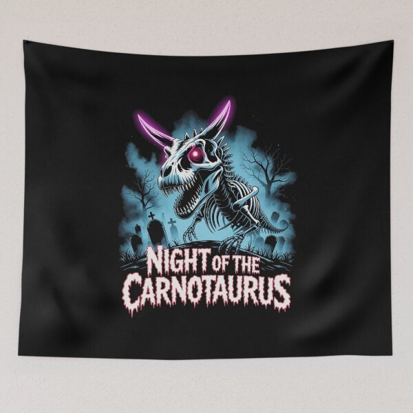 Item preview, NIGHT OF THE CARNOTAURUS Skeleton Monster | Horror Dinosaur Halloween Design designed and sold by pixelpopplanet.