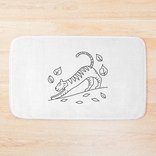 Item preview, A tiger stretching near fallen leaves on a slope designed and sold by rasagamastore.