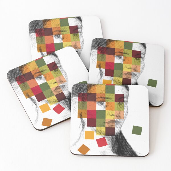 Item preview, Abstract portrait in squares 00016 Fall Palette designed and sold by Morose-merch.