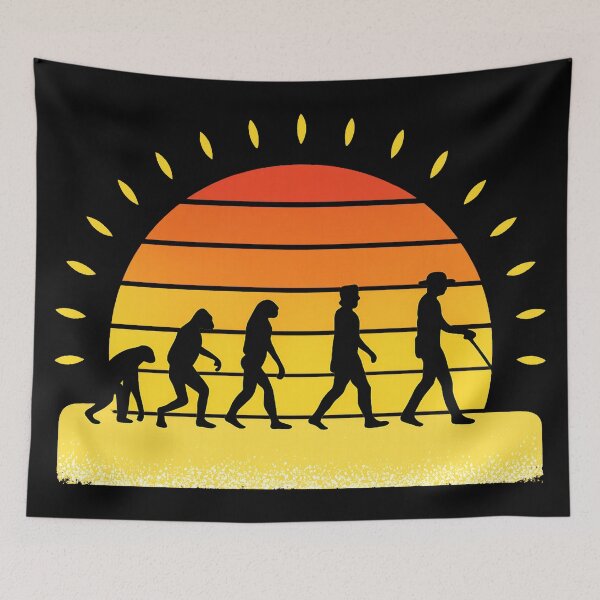 Item preview, Retro Evolution Sunset Vintage Silhouette Funny Walking Design designed and sold by DrawHandArt.