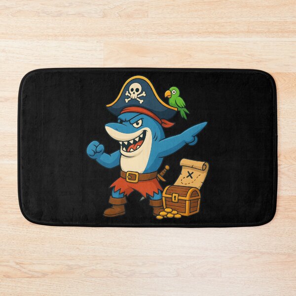 Item preview, Funny Pirate Shark Cartoon Treasure Adventure Kids  designed and sold by DrawHandArt.