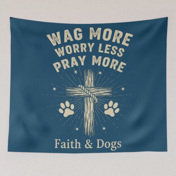 Item preview, Wag More Worry Less Pray More Dog Design - Christian Canine Pet Faith Art designed and sold by Syrupulse.