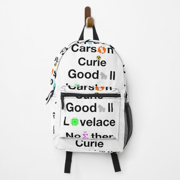 Item preview, Nerdy Minimalist Iconic Women in Science Names Carson, Curie, Goodall, Lovelace, Noether, Ride Science Teacher White Text designed and sold by MathWare MathClips.