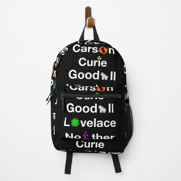 Item preview, Nerdy Minimalist Iconic Women in Science Names Carson, Curie, Goodall, Lovelace, Noether, Ride Science Teacher White Text designed and sold by MathWare MathClips.