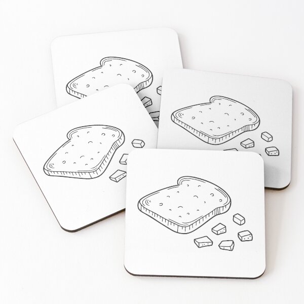 Item preview, A toast slice lying near crumbled bread on a board designed and sold by rasagamastore.