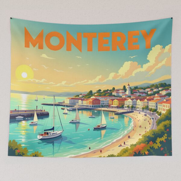 Item preview, Monterey, California: Vintage-Style Painterly Travel Poster designed and sold by LSVart.