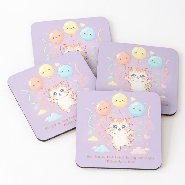 Item preview, The Joy of the Lord Is My Strength – Kawaii Christian Cat Design | Nehemiah 8:10 | Faith, Positivity & Mental Wellness Art designed and sold by AmenAlways.