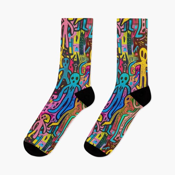 Item preview, Color Riot – Neon Urban Glyphs Pattern designed and sold by weirdfishes123.