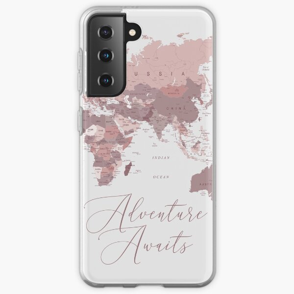 Pink World Map - Adventure Awaits Samsung Galaxy Soft Case