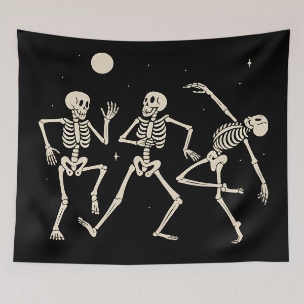 Item preview, Funny Dancing Skeletons Under the Moon Halloween Vibes designed and sold by DrawHandArt.