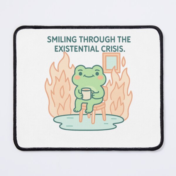 Item preview, Smiling Through the Existential Crisis | Funny Frog Meme Sticker | Dark Humor Aesthetic Quote designed and sold by ZekoStick.
