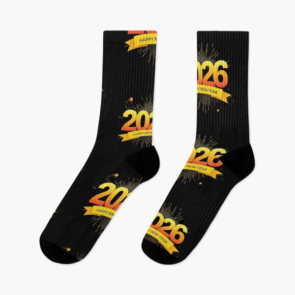 Item preview, Happy New Year 2026 – Vibrant Yellow and Orange Gradient Numbers with Festive Fireworks and Celebration Design designed and sold by PixelVibe782.