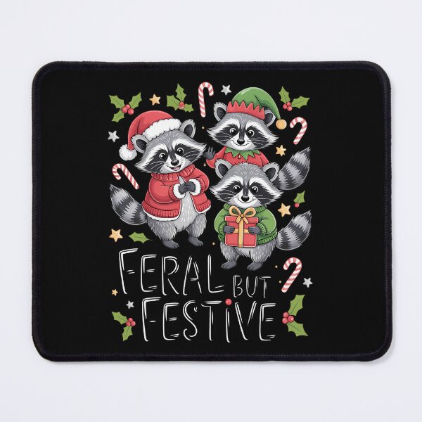 Item preview, Feral Funny Christmas Cute Raccoon Elf Santa Hat designed and sold by Sea4Adventures.