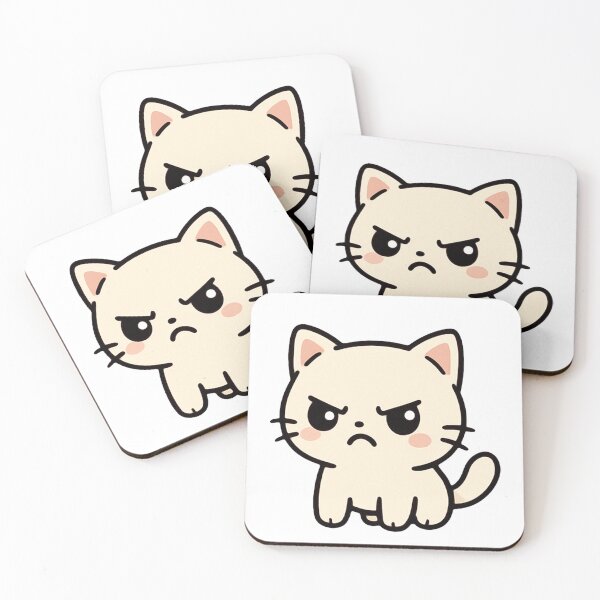 Item preview, Angry Kawaii Cat – Cute but Grumpy Kitty Illustration designed and sold by SketchOnScreen.