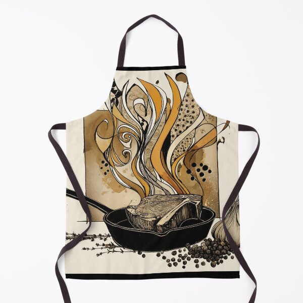 Item preview, T-Bone Steak and Flames: Abstract Culinary Pattern designed and sold by ChefsSpicyFits.