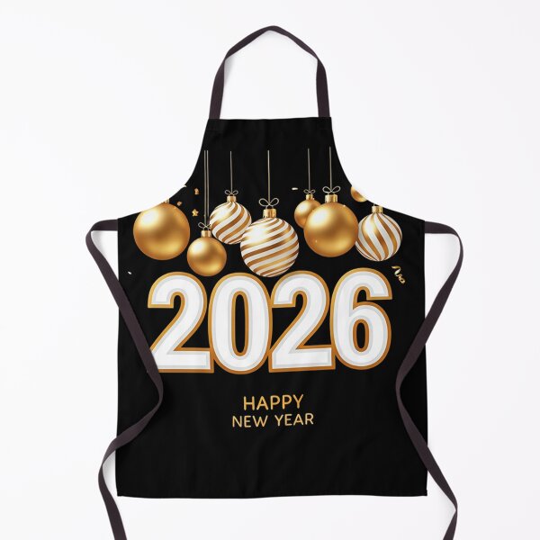 Item preview, Happy New Year 2026 – Festive Golden Numbers with Christmas Ornaments, Stars, and Ribbons designed and sold by PixelVibe782.