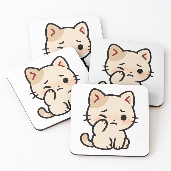 Item preview, Kawaii Shy Cat – Cute Blushing Kitty Illustration designed and sold by SketchOnScreen.