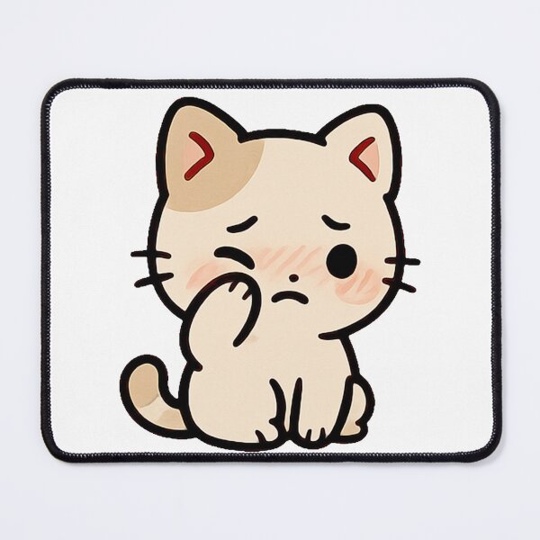 Item preview, Kawaii Shy Cat – Cute Blushing Kitty Illustration designed and sold by SketchOnScreen.