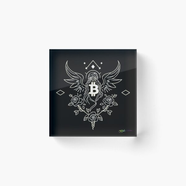 Item preview, Bitcoin Winged Symbol Geometry – Futuristic Crypto Commander Artwork designed and sold by Benito Del Ray.
