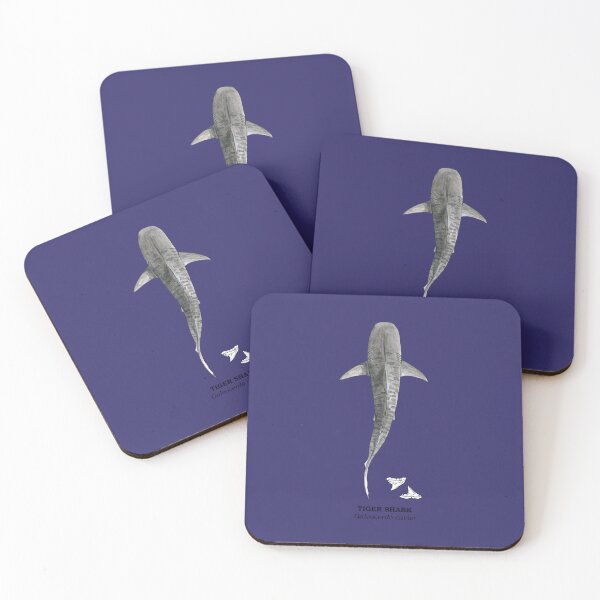 Item preview, TIGER SHARK-Galeocerdo cuvier (above, name and teeth) navy blue designed and sold by BEATRIZ ABAITUA.