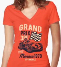 RACING CARS Women's Fitted V-Neck T-Shirt