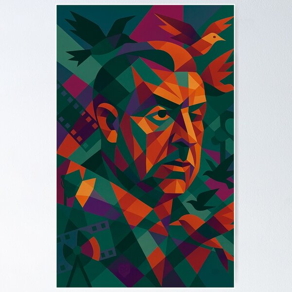 Item preview, The Birds of Mind | Unique Owlic Tribute to Hitchcock | Cubist Colorful Abstract Expression | Geometric Art Design designed and sold by Owlic.artwear.
