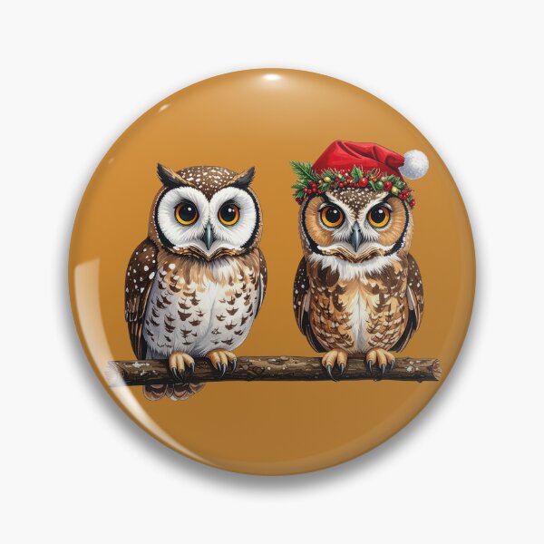 Item preview, Holiday Owls on a Branch with Santa-Cap designed and sold by christmas-xmas.