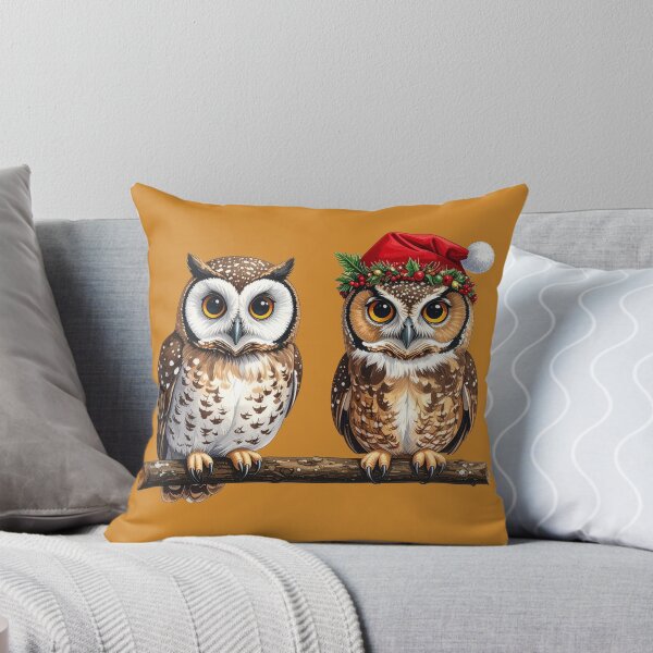 Item preview, Holiday Owls on a Branch with Santa-Cap designed and sold by christmas-xmas.
