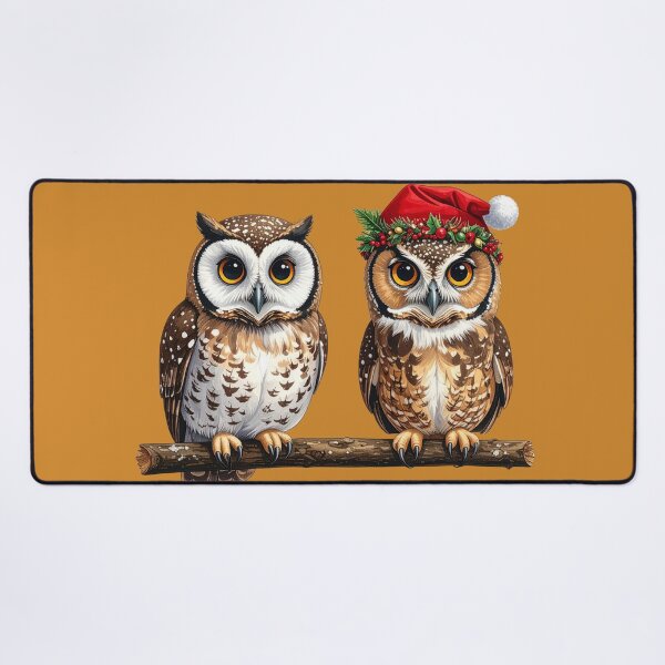 Item preview, Holiday Owls on a Branch with Santa-Cap designed and sold by christmas-xmas.