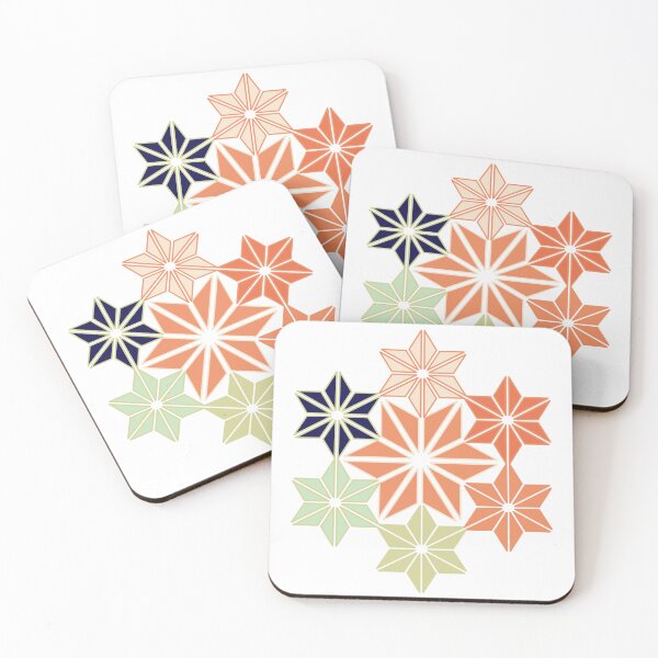Item preview, Coral Asanoha Kimono Pattern designed and sold by urrin DESIGN.