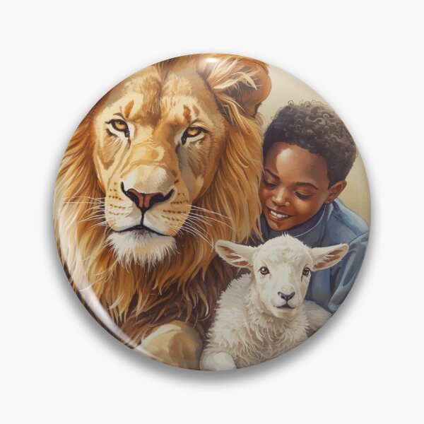 Item preview, Isaiah 11:6 Lion and Lamb Child - Little Child Shall Lead Them Christian Bible Verse Art Print designed and sold by Darcy'sArtfortheHeart.