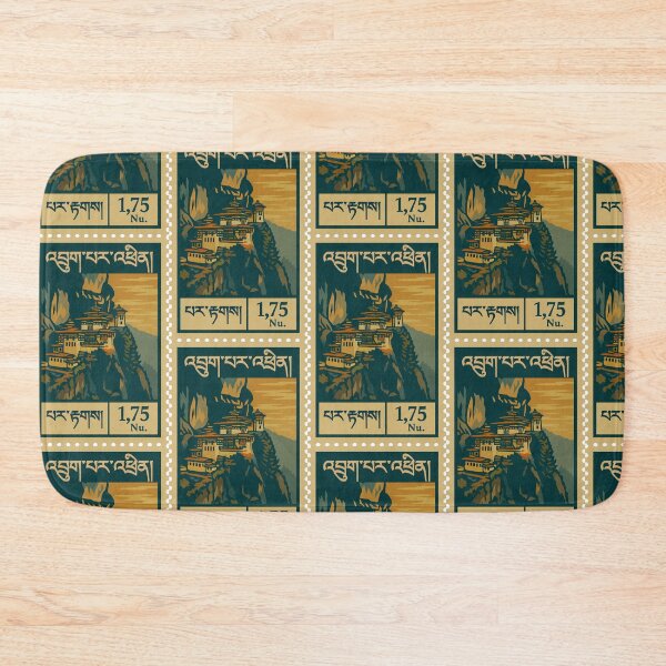 Item preview, Vintage Bhutan Postage Stamp – Tiger’s Nest Monastery Retro Travel Design designed and sold by Travellerz.