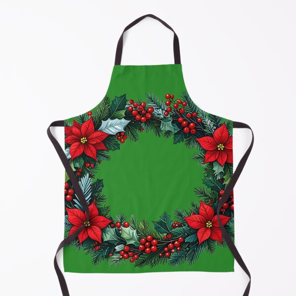Item preview, Christmas Wreath with Poinsettias, Holly, and Evergreen Branches designed and sold by christmas-xmas.