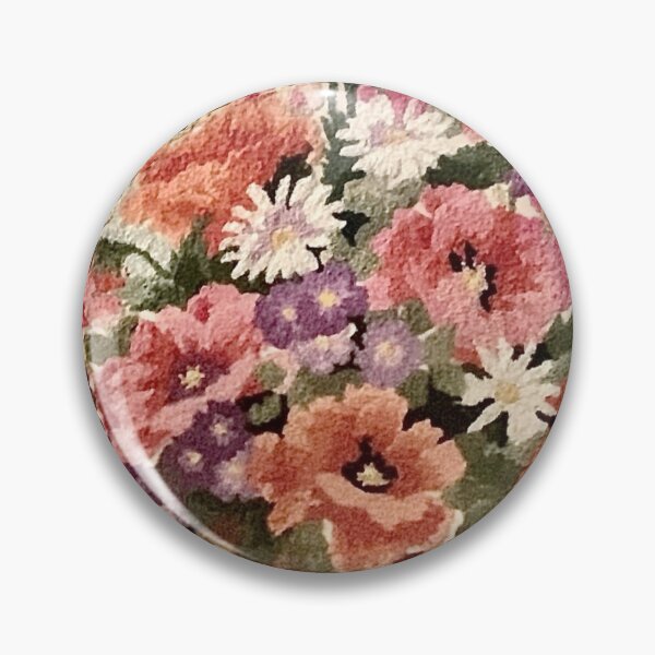 Item preview, Flower Bucket Bouquet Pink Purple Faux Embroidery Print designed and sold by Licorice Moon.
