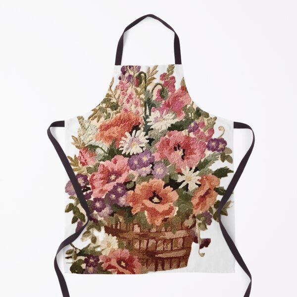 Artikelvorschau, Blumenkorb in Rosa und Lila mit Stickerei-Imitation entworfen und verkauft von Licorice Moon.