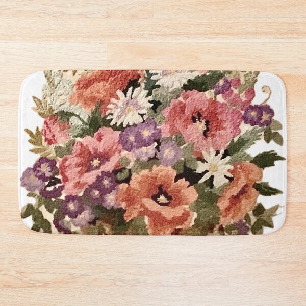 Item preview, Flower Bucket Bouquet Pink Purple Faux Embroidery Print designed and sold by Licorice Moon.