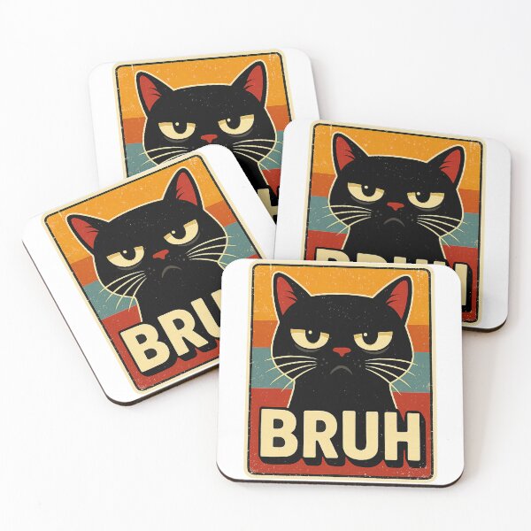 Artikelvorschau, BRUH Meme Schwarze Katze Lustiges sarkastisches Gesicht entworfen und verkauft von TAKATAKATOUM.