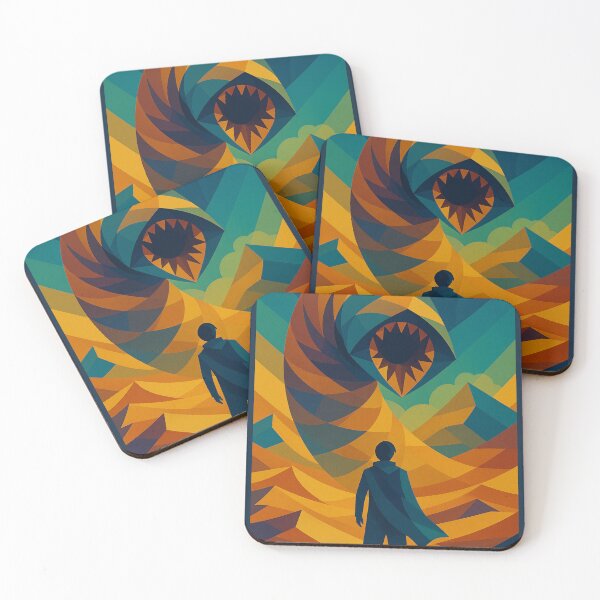 Artikelvorschau, Erwecke die Rufe der Wüstenmonster | Einzigartige, farbenfrohe Hommage an Owlic | Inspiriert vom Dune-Universum | Kubistisches Kunstdesign entworfen und verkauft von Owlic.artwear.