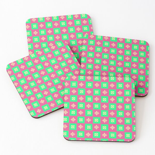 Item preview, Flower Ichimatsu Kimono Pattern Green designed and sold by urrin DESIGN.