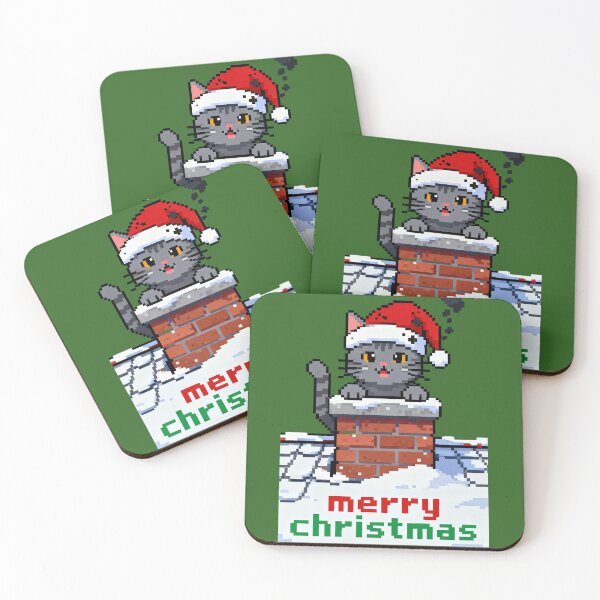 Item preview, Pixel Art Christmas Cat in Chimney – Cute Santa Cat Holiday Design designed and sold by UniqueArtsOnly.
