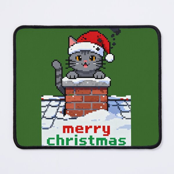Item preview, Pixel Art Christmas Cat in Chimney – Cute Santa Cat Holiday Design designed and sold by UniqueArtsOnly.