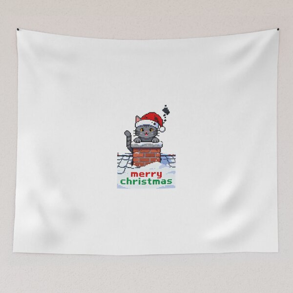 Item preview, Pixel Art Christmas Cat in Chimney – Cute Santa Cat Holiday Design designed and sold by UniqueArtsOnly.