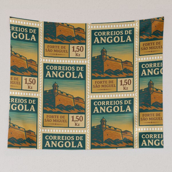 Item preview, Vintage Angola Postage Stamp – São Miguel Fortress Retro Travel Design designed and sold by Travellerz.